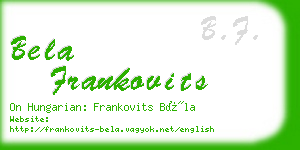 bela frankovits business card